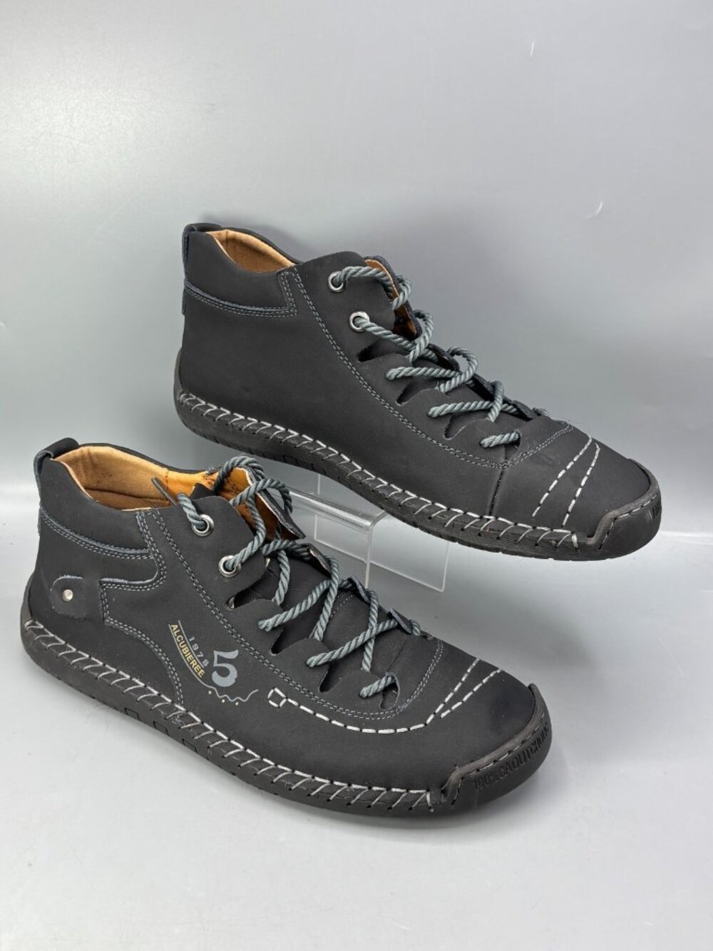 Alcubierre Shoes Mens 10 Gray Leather Lace Up Casual Comfort Round Toe Outdoor
